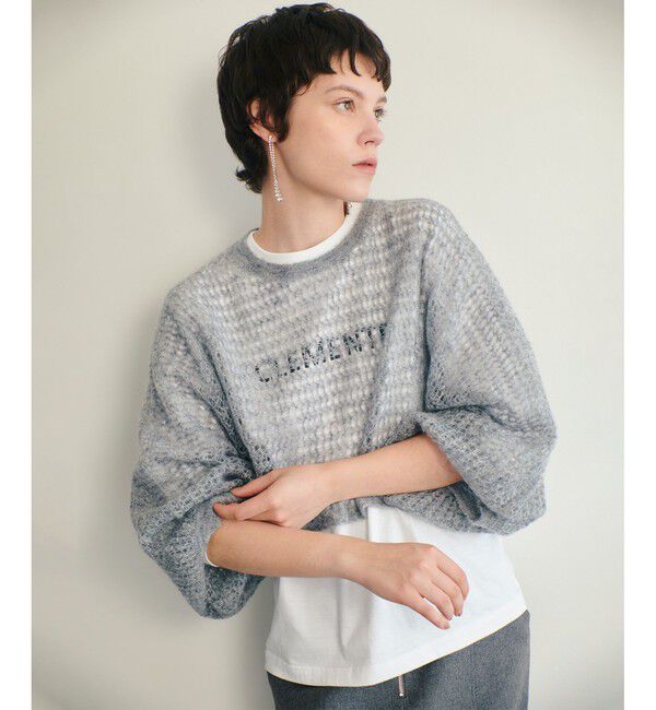 allureville「ドライモヘヤメッシュプルオーバー」|ニット・セーター|ライトグレー
