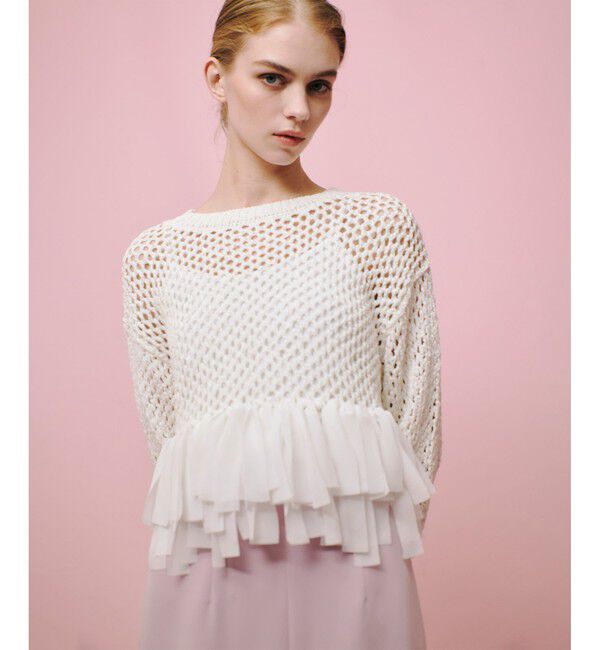 LOULOU WILLOUGHBY「【LOULOU WILLOUGHBY】シフォンパピエメッシュプルオーバー」|ニット・セーター|