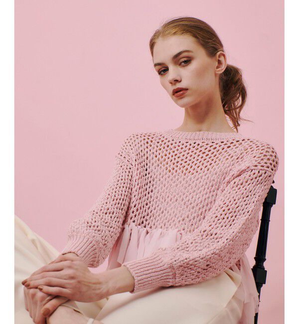 LOULOU WILLOUGHBY「【LOULOU WILLOUGHBY】シフォンパピエメッシュプルオーバー」|ニット・セーター|
