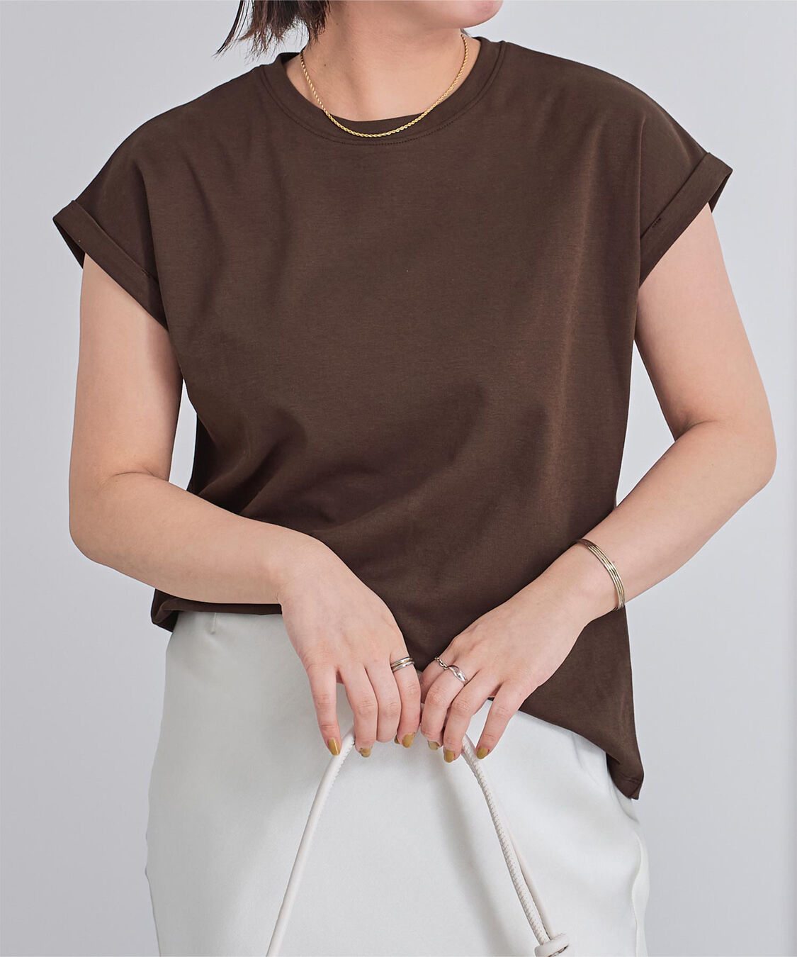 ur's「汗染み防止ダブルカフスTシャツ」|Tシャツ・カットソー|ブラウン