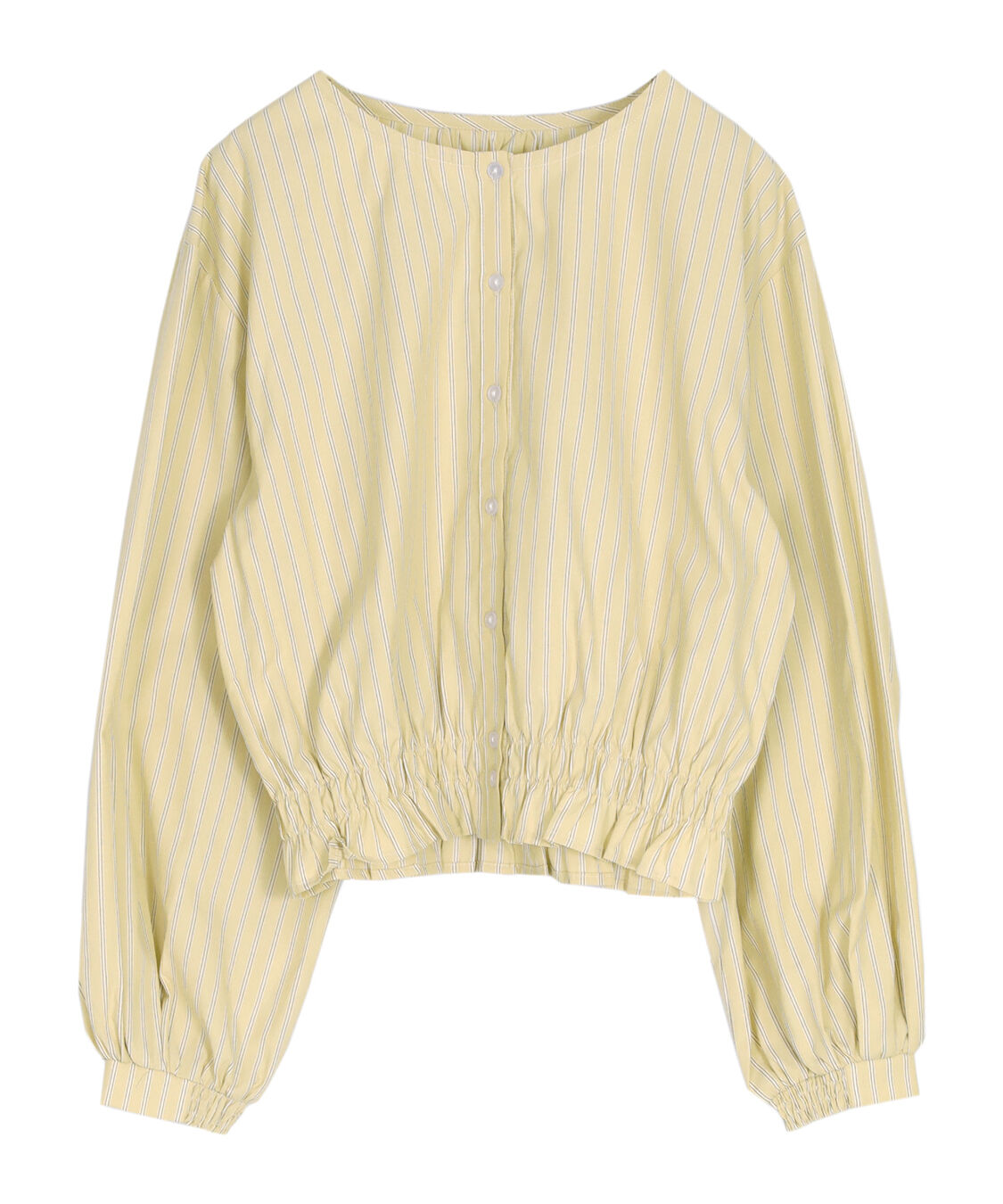 titivate「クルーネック裾シャーリングブラウス」|シャツ・ブラウス|