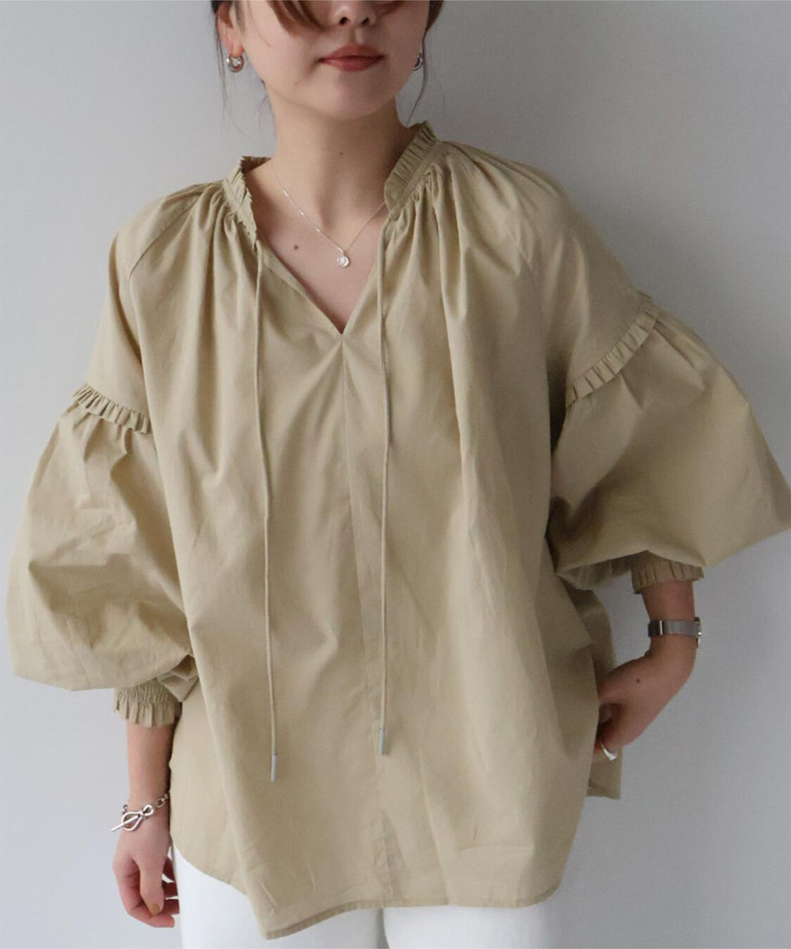 titivate「ギャザーリボンボイルブラウス」|シャツ・ブラウス|
