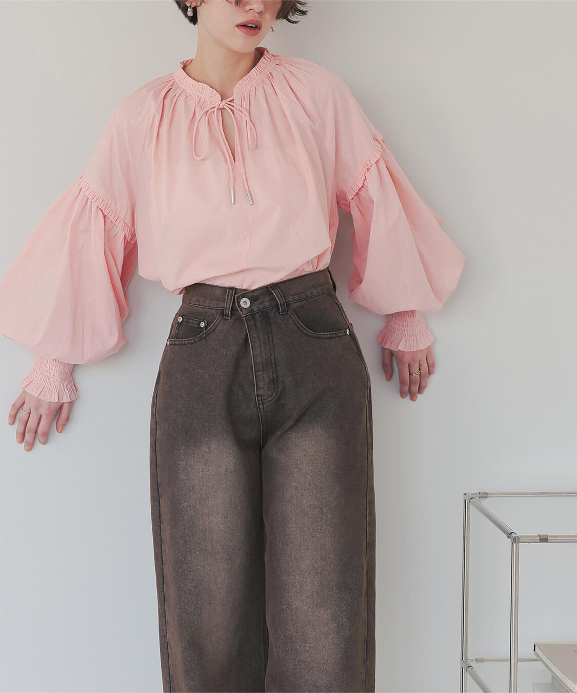 titivate「ギャザーリボンボイルブラウス」|シャツ・ブラウス|