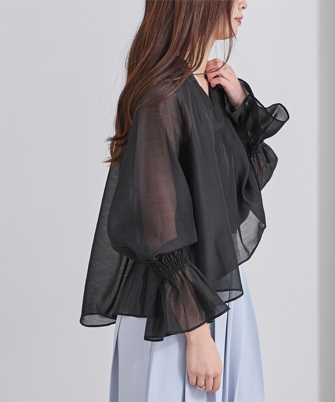 ur's「フレアスリーブスキッパーシアーブラウス」|シャツ・ブラウス|