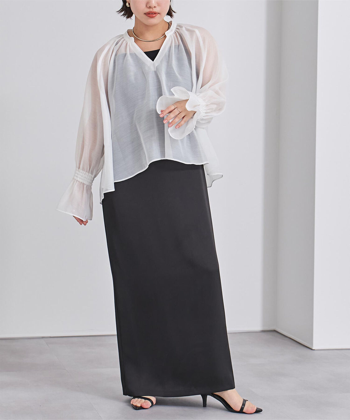 ur's「フレアスリーブスキッパーシアーブラウス」|シャツ・ブラウス|