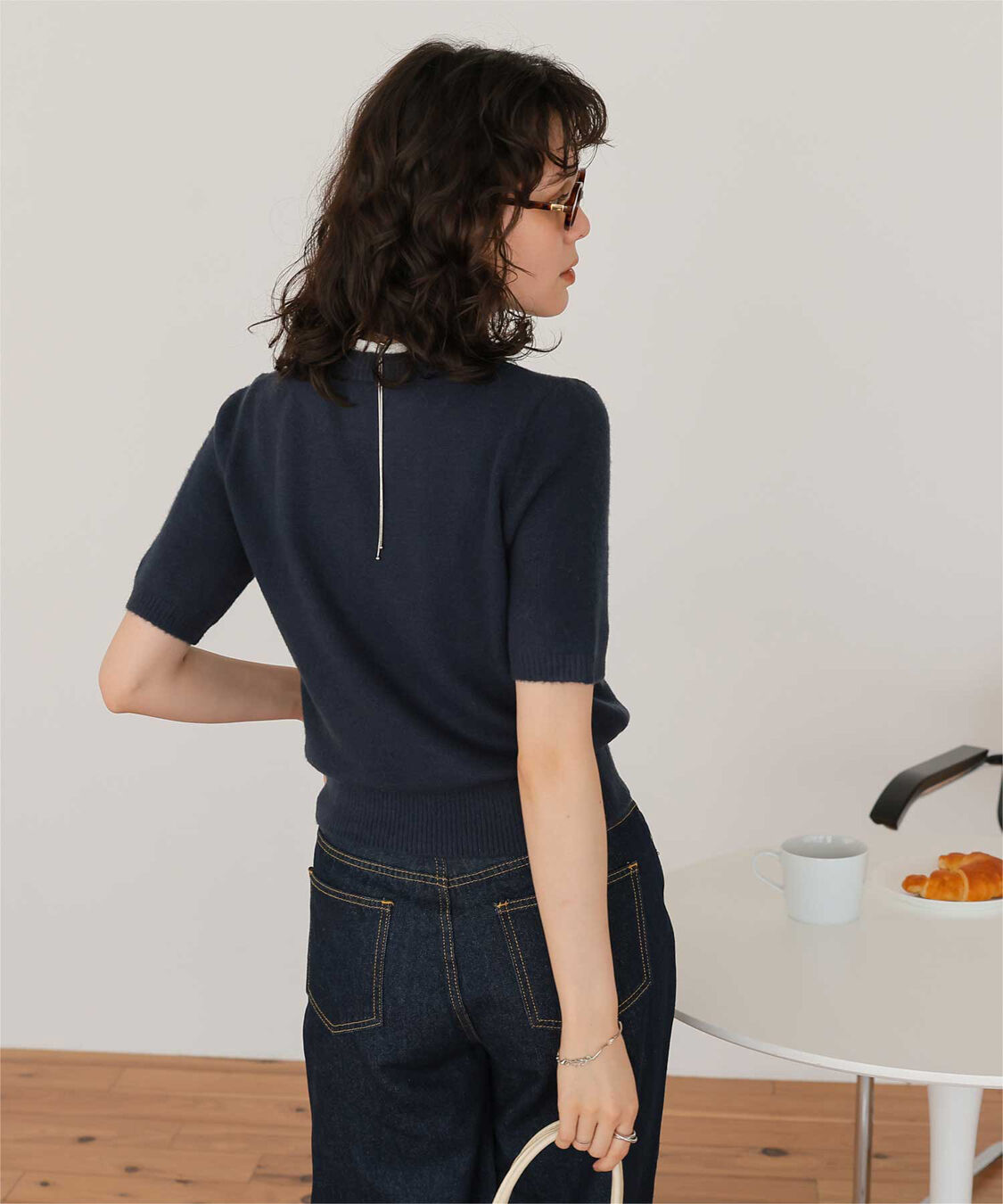 titivate「レイヤードデザインふわっとタッチハーフスリーブニット」|ニット・セーター|