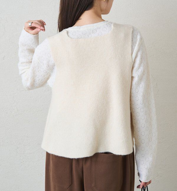  「シャギー花柄ストレッチジャガードプルオーバー」|プルオーバー|