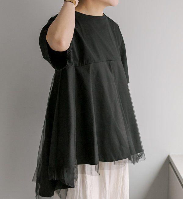  「《リバイバル》【WEB限定/Du noir】チュールドッキングTシャツ」|Tシャツ・カットソー|