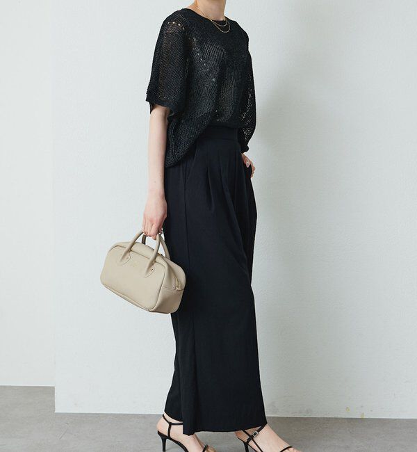  「レーヨンナイロンストレッチタックワイドパンツ」|スラックス|