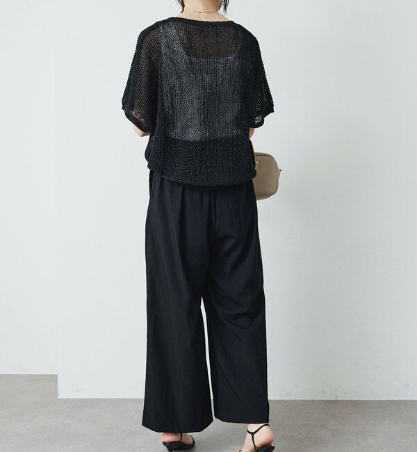  「レーヨンナイロンストレッチタックワイドパンツ」|スラックス|