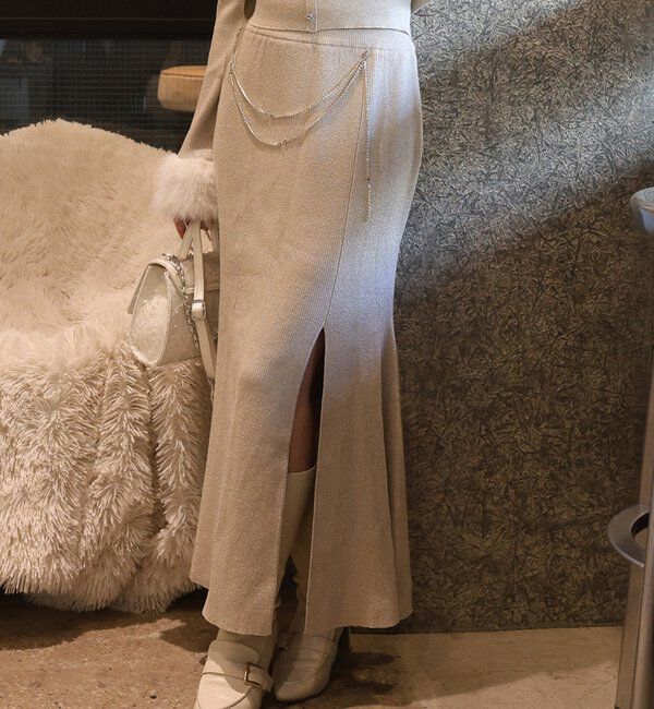  「スリット入りニットスカート」|スカート|