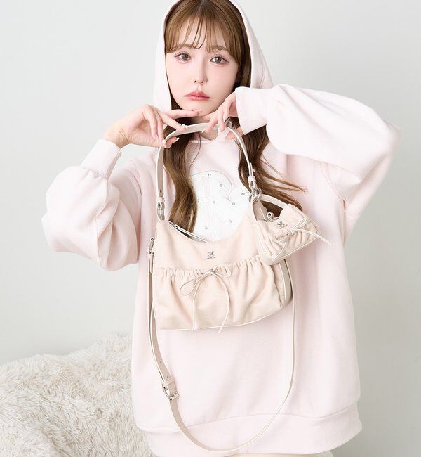  「ミニバッグチャーム付きドロストリボンバッグ」|ショルダー・メッセンジャー|