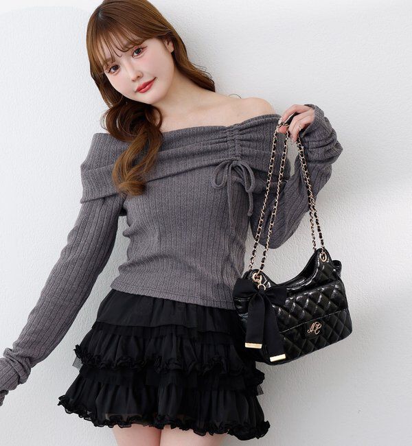  「ドロストリボンオフショルトップス」|プルオーバー|