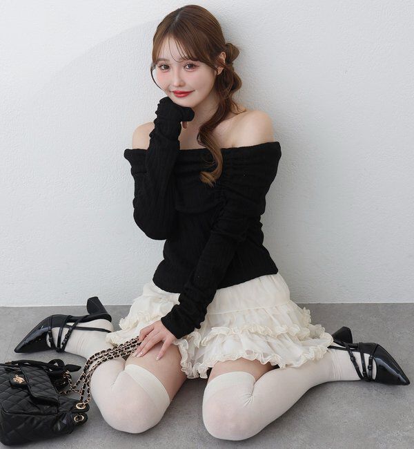  「ドロストリボンオフショルトップス」|プルオーバー|