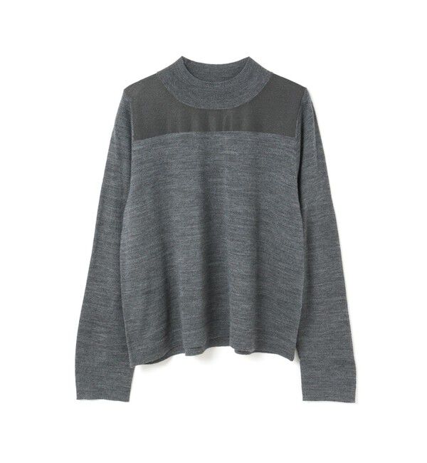 mizuiro ind「mizuiro ind シアーヨークプルオーバー」|ニット・セーター|グレー