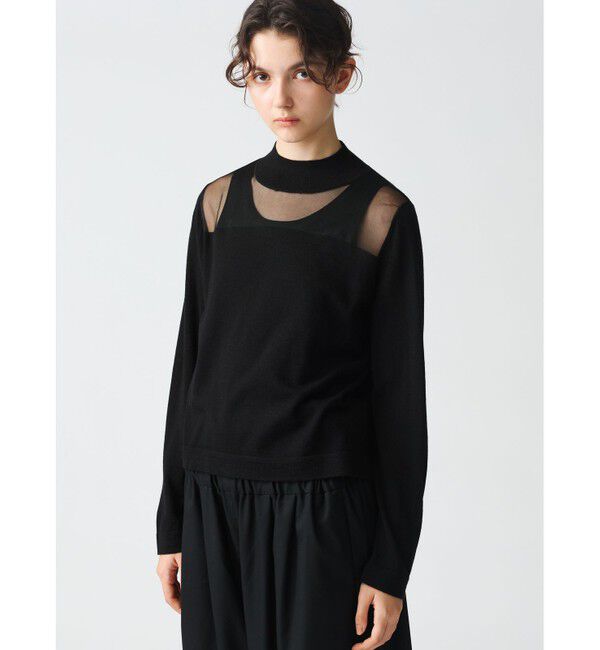 mizuiro ind「mizuiro ind シアーヨークプルオーバー」|ニット・セーター|