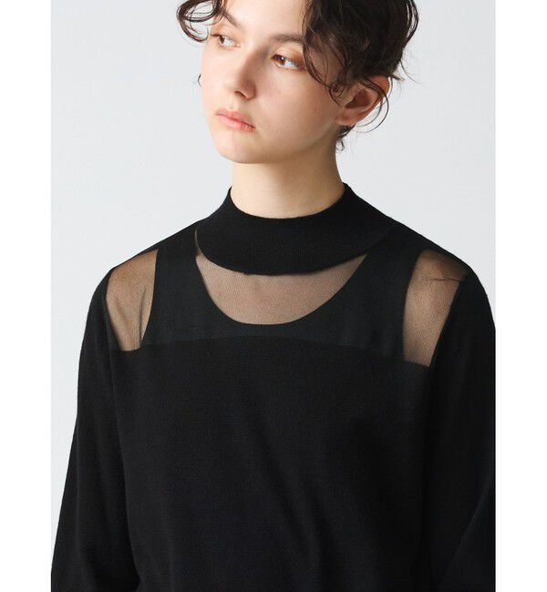 mizuiro ind「mizuiro ind シアーヨークプルオーバー」|ニット・セーター|