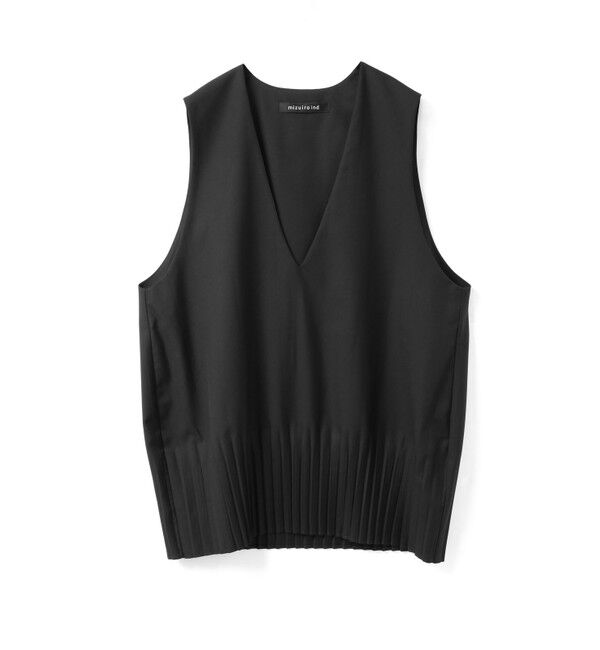 mizuiro ind「mizuiro ind プリーツヘムVネックベスト」|ベスト・ジレ|