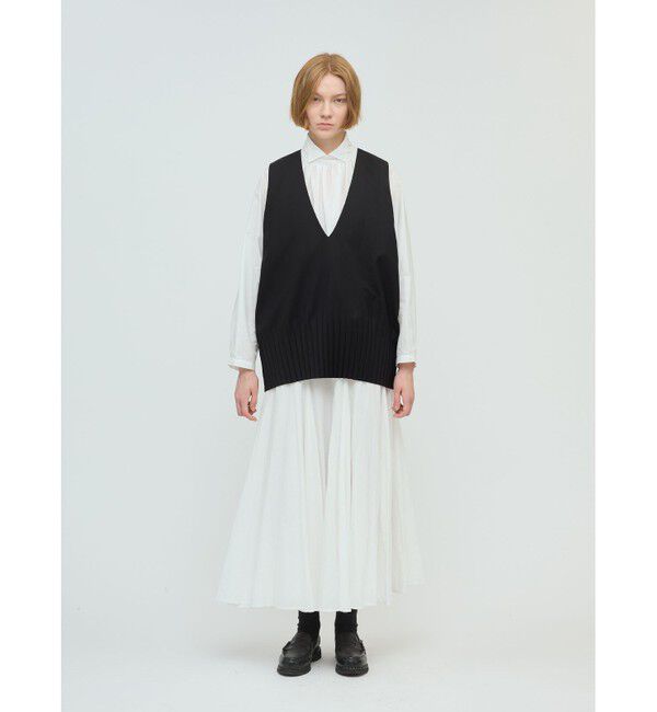 mizuiro ind「mizuiro ind プリーツヘムVネックベスト」|ベスト・ジレ|