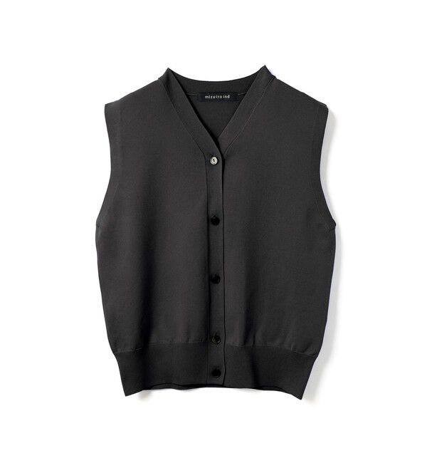 mizuiro ind「mizuiro ind Vネックベスト」|ベスト・ジレ|ブラック