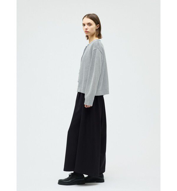 mizuiro ind「mizuiro ind ストーンウォッシュメッシュクルーネックカーディガン」|カーディガン|