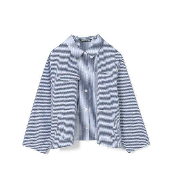 mizuiro ind「mizuiro ind ストライプカバーオール」|シャツ・ブラウス|