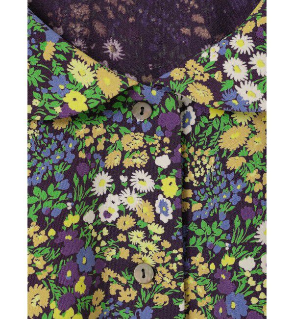 mizuiro ind「mizuiro ind フラワープリントラウンドカラーカーディガン」|カーディガン|