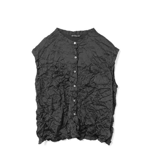 mizuiro ind「mizuiro ind ワッシャーノースリーブシャツ」|シャツ・ブラウス|ブラック