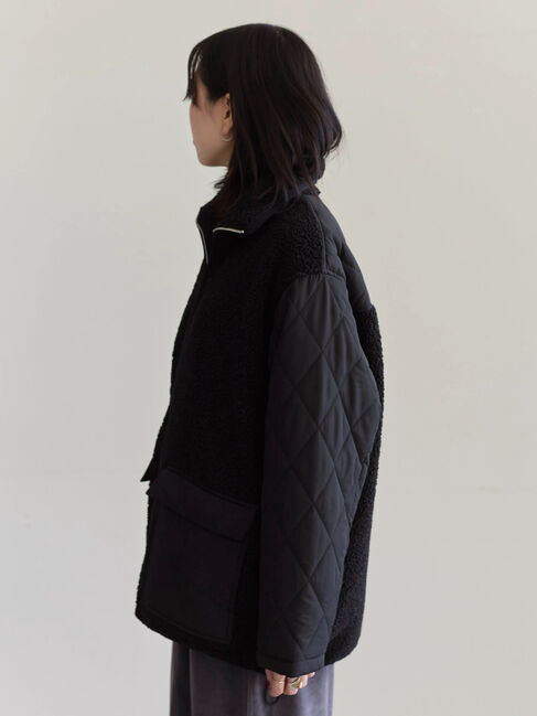 Samansa Mos2 blue「スタンドボアキルトジャケット」|その他|