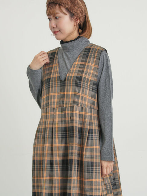 Samansa Mos2「【保温加工】衿レース重ね着風タートルインナー」|Tシャツ・カットソー|チャコールグレー