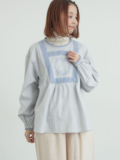 Samansa Mos2「胸元モチーフ刺繍レースブラウス」|シャツ・ブラウス|