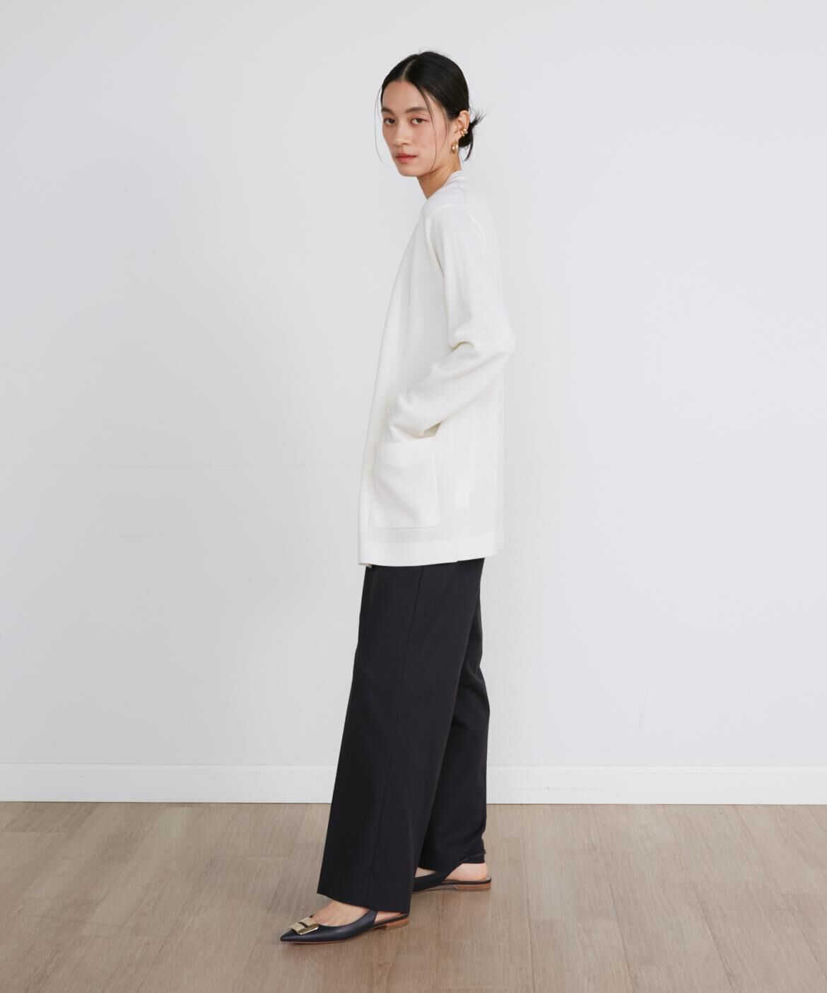 INED「《大きいサイズ》ミラノリブ着流しカーディガン」|カーディガン|