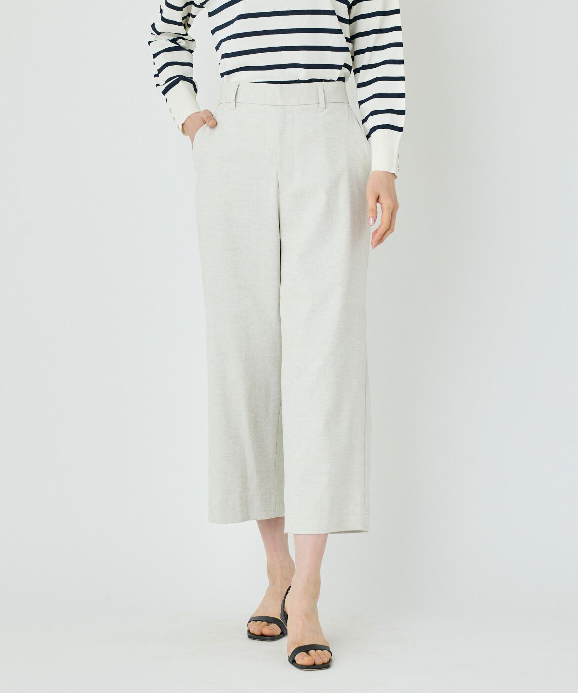 7-IDconcept.「ワイドクロップトパンツ」|その他|ベージュ2