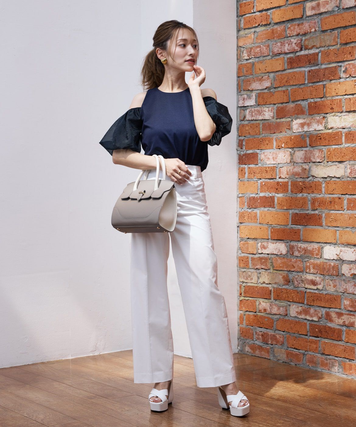 Maglie le cassetto「《M Maglie le cassetto&times;吉田理紗》ハーフスリーブヘルシーカットソー」|Tシャツ・カットソー|