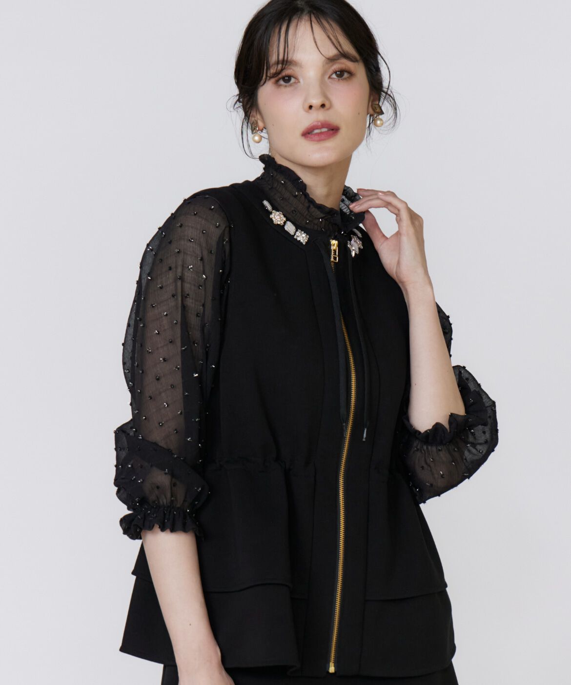 Maglie le cassetto「《美人百花9月号掲載》《ﾌﾗﾝﾄﾞﾙ45周年限定ｺﾚｸｼｮﾝ》ﾍﾟﾌﾟ 」|ダウンベスト・ベスト|ブラック