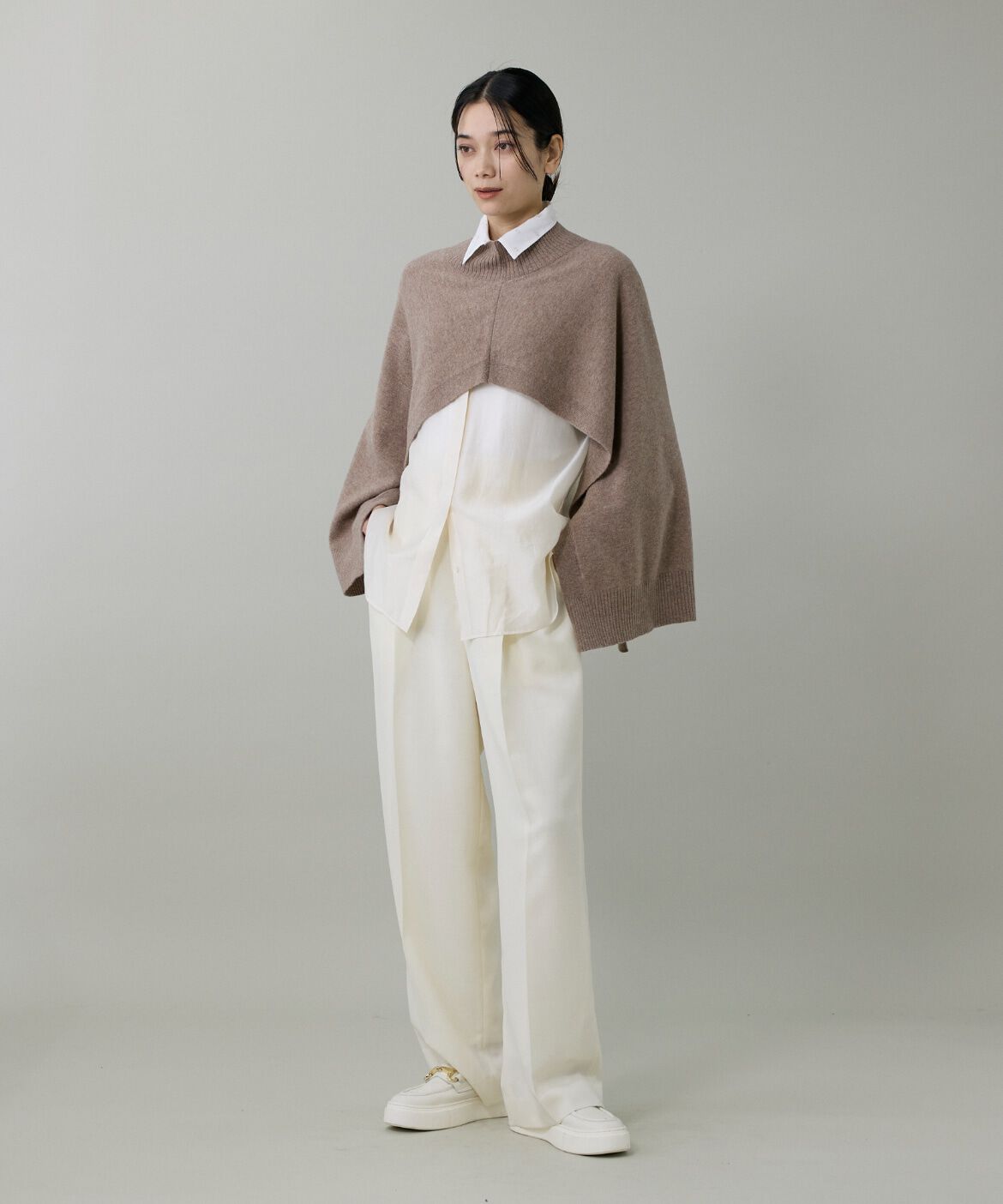 INED「《大きいサイズ》ライトカルゼ ツータックワイドパンツ」|その他|