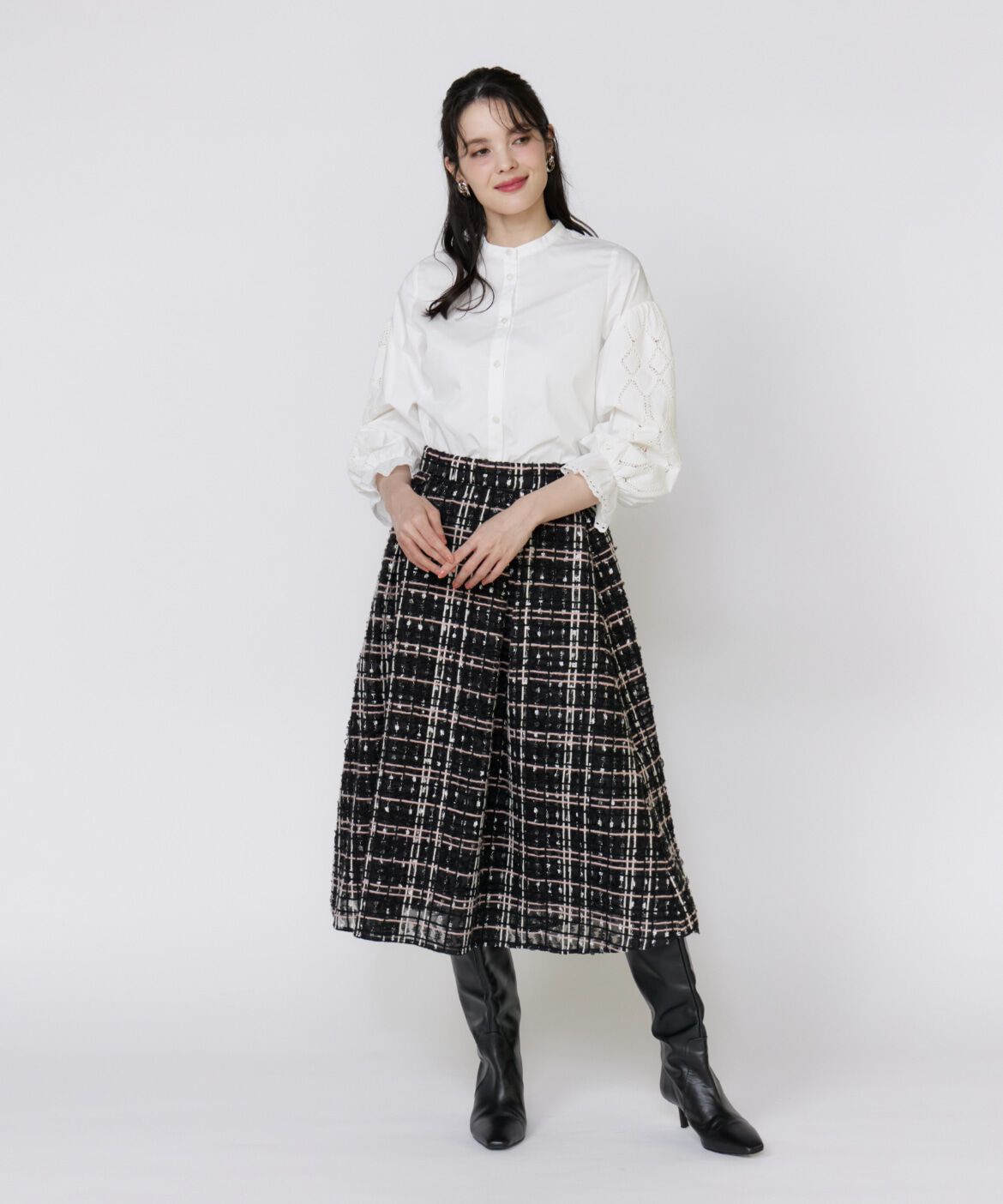 Maglie le cassetto「《大きいサイズ》刺繍レースドッキングブラウス」|シャツ・ブラウス|