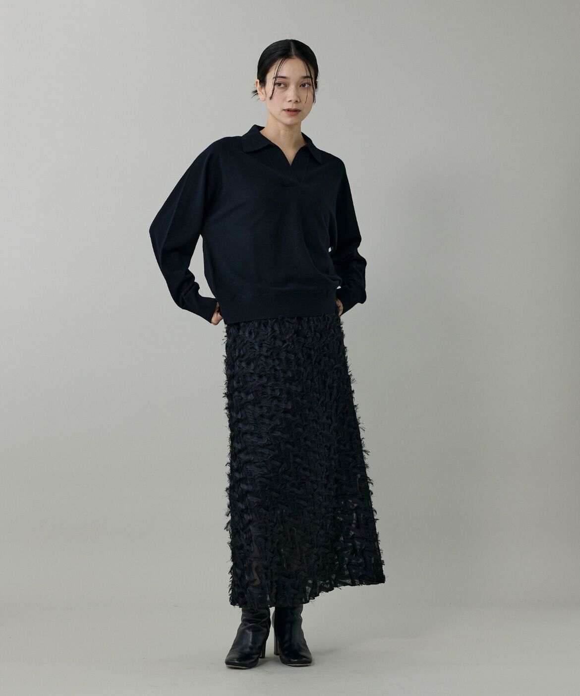 INED「ポロ衿ドルマンニット　」|ニット・セーター|