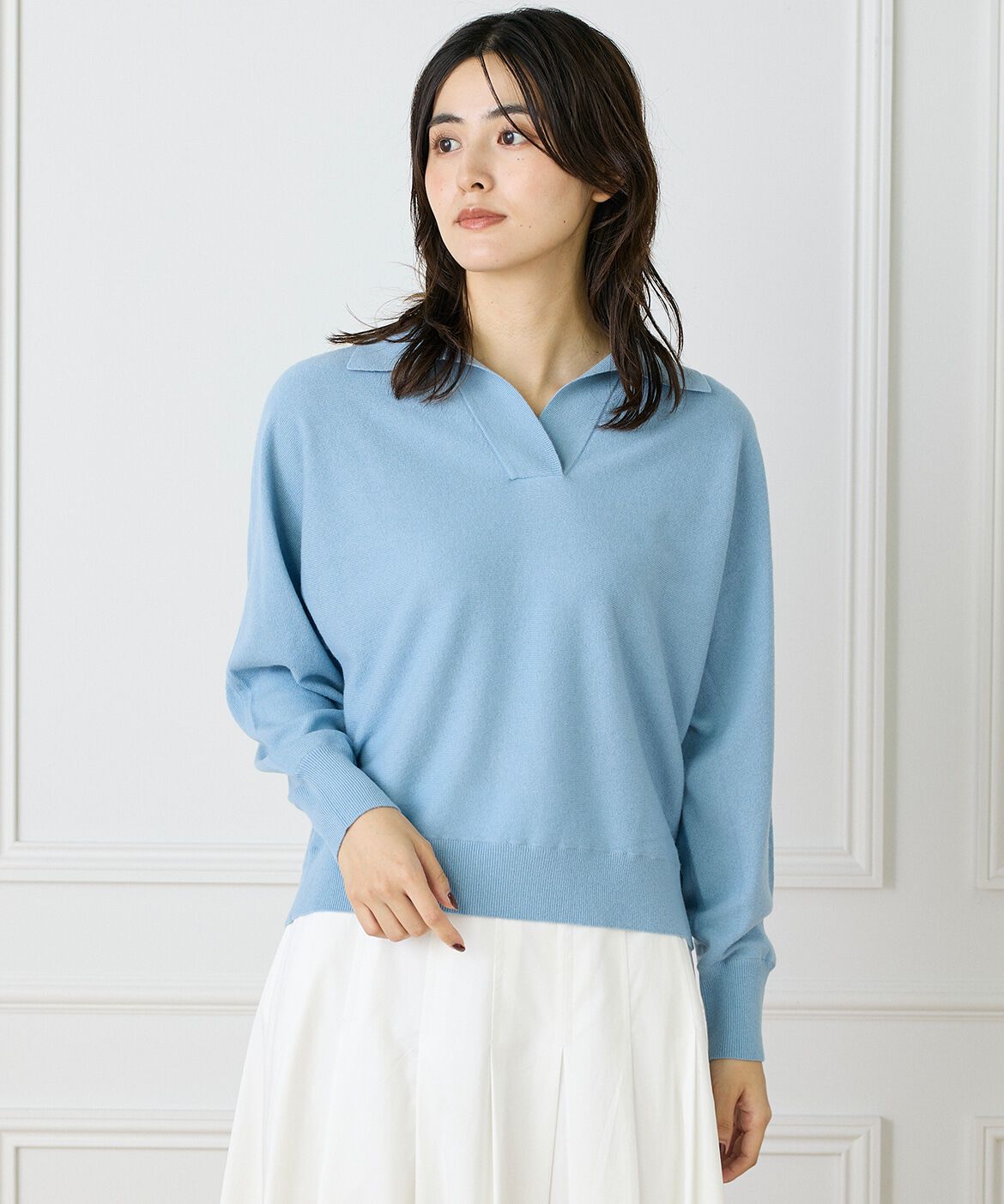 INED「ポロ衿ドルマンニット　」|ニット・セーター|
