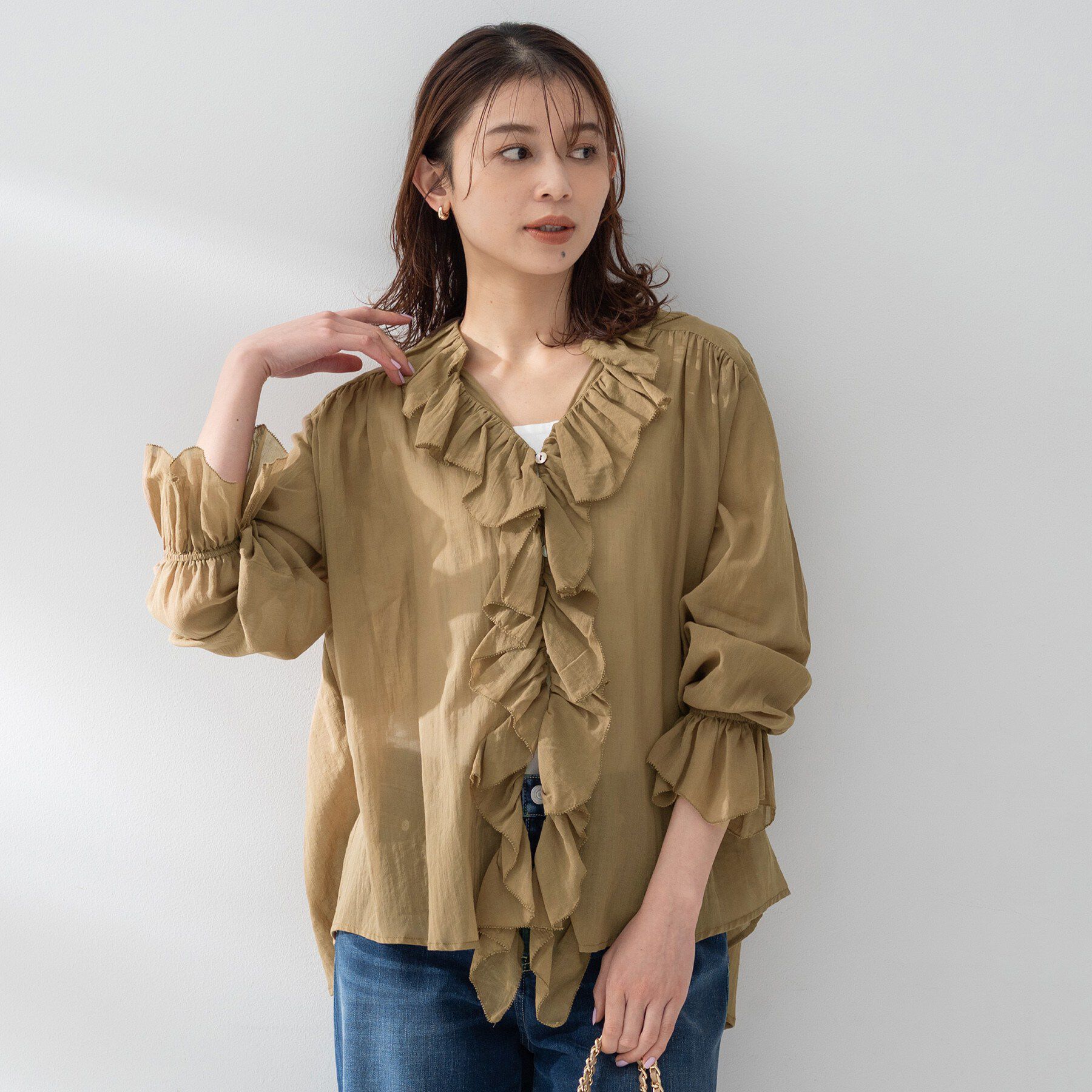 UNTITLED「【Liyoca】コットンシフォンフリルブラウス」|シャツ・ブラウス|