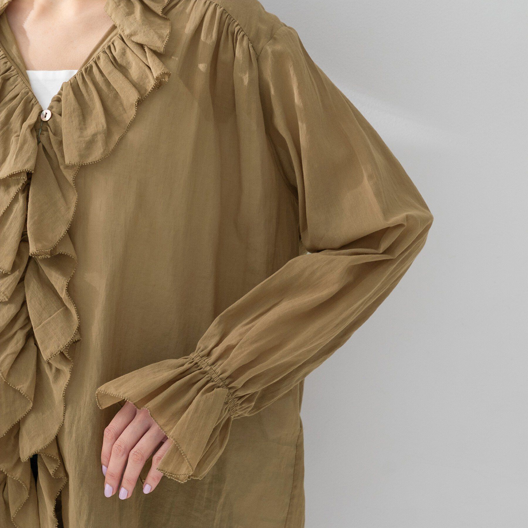 UNTITLED「【Liyoca】コットンシフォンフリルブラウス」|シャツ・ブラウス|