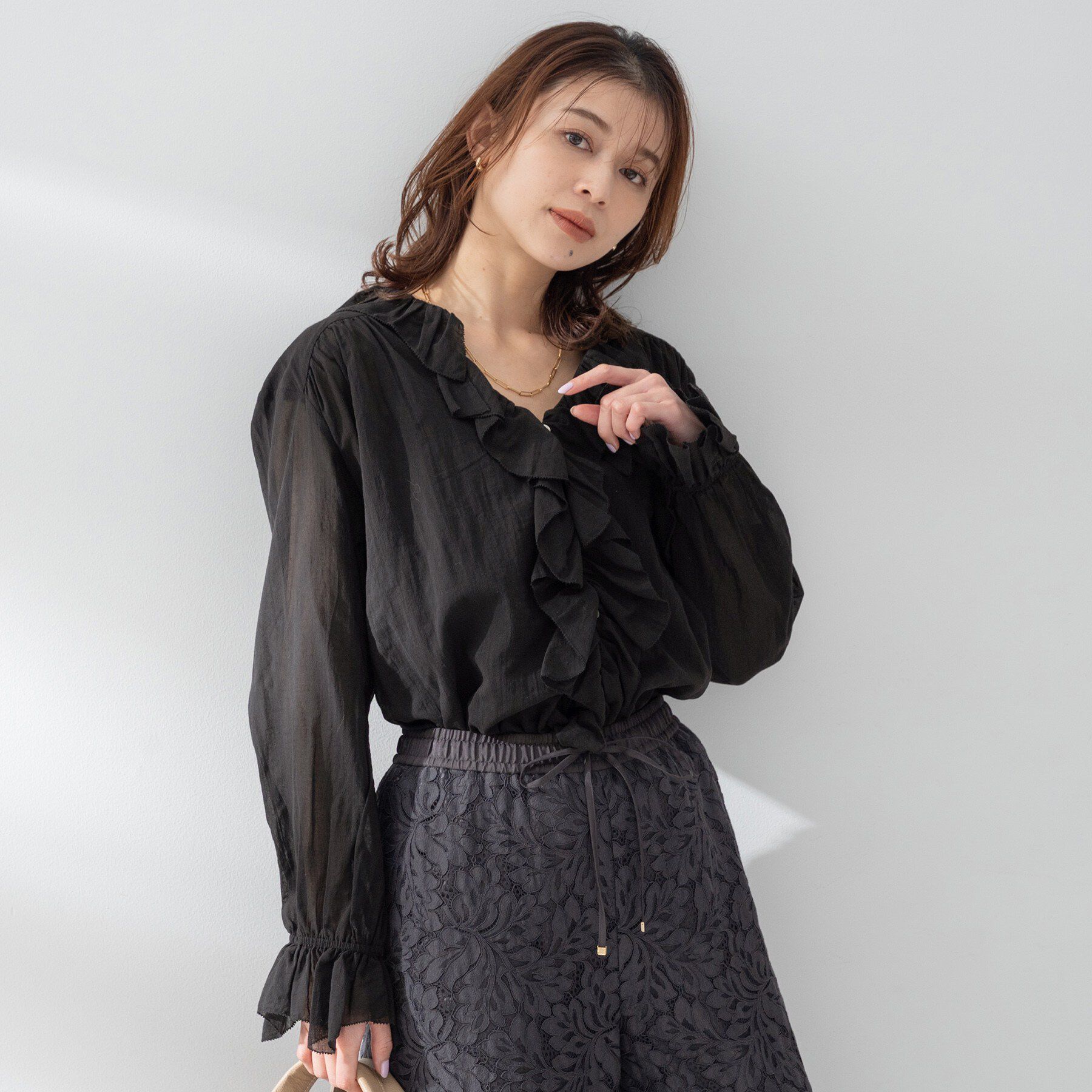 UNTITLED「【Liyoca】コットンシフォンフリルブラウス」|シャツ・ブラウス|