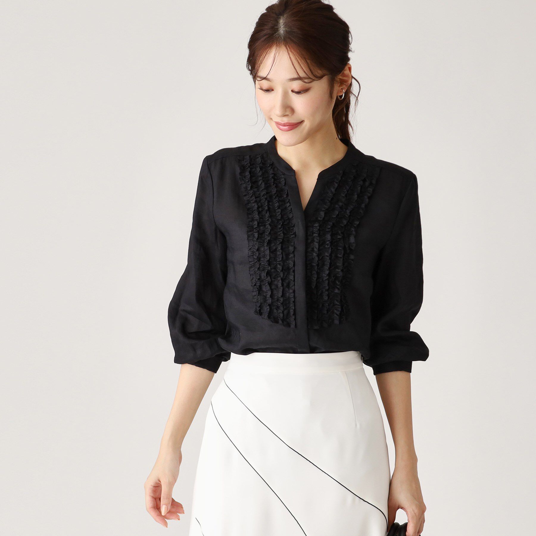 COUP DE CHANCE「【ラミー100％／洗える】夏におすすめ！華やかフリルデザインブラウス」|シャツ・ブラウス|