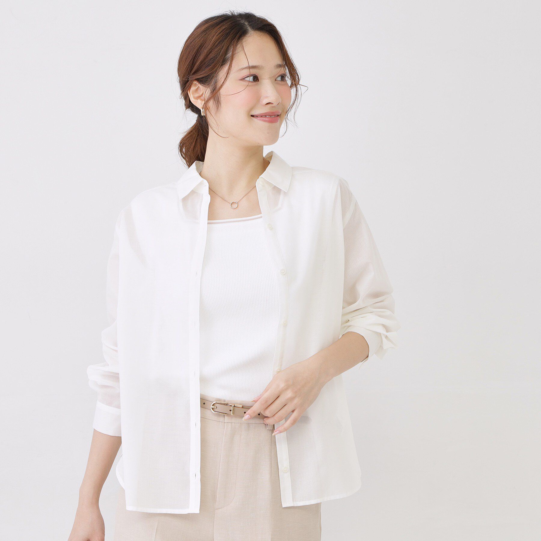 COUP DE CHANCE「【手洗い可／ソフトな風合い】シアーローンシャツ」|シャツ・ブラウス|