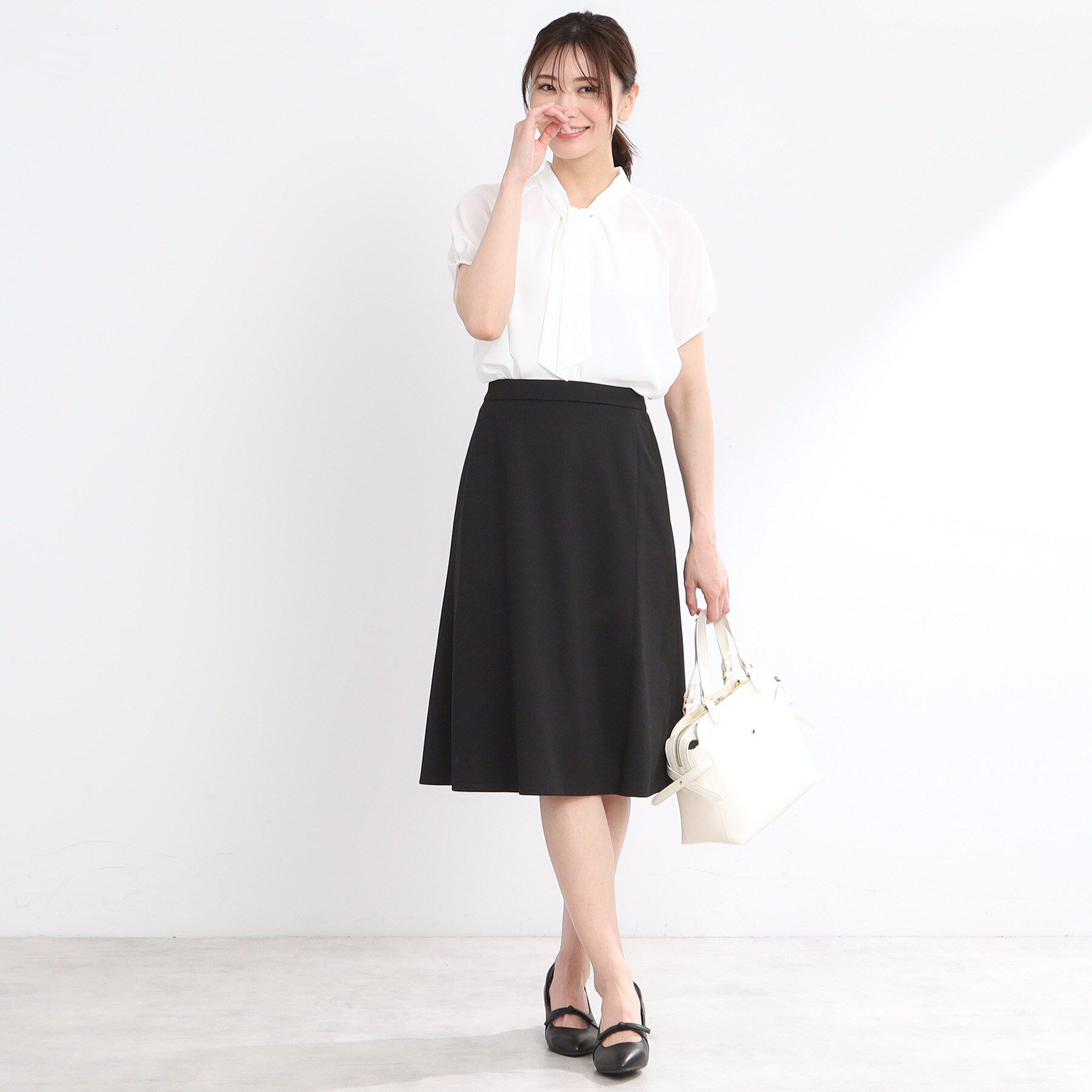 Reflect「【夏SALE／接触冷感／マシンウォッシュ可／吸水速乾／セットアップ可】ボウタイブラウス」|シャツ・ブラウス|