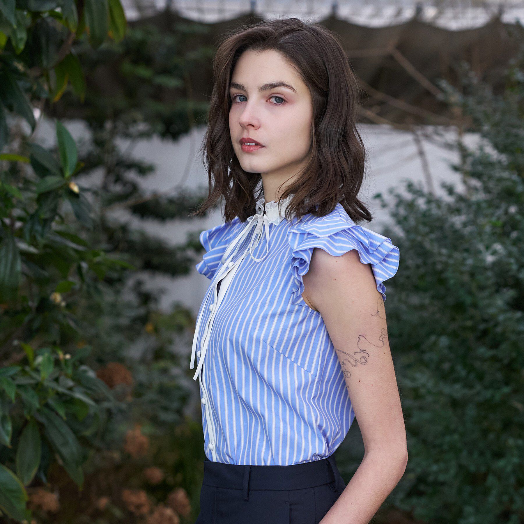 DRESSTERIOR「ストライプウィングスリーブブラウス」|シャツ・ブラウス|