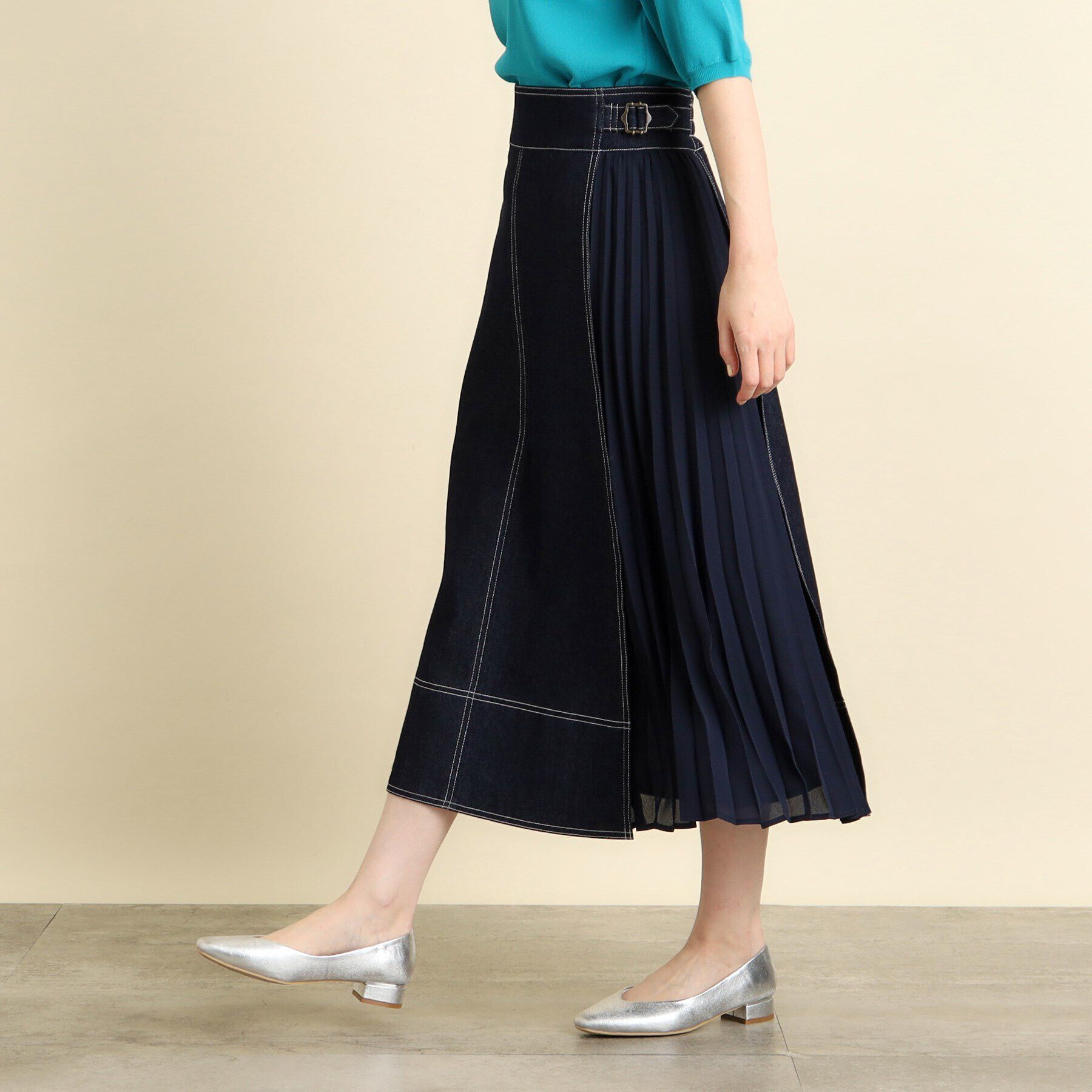 grove「【高身長さん向け＋6cm】デニムサイドプリーツスカート」|スカート|