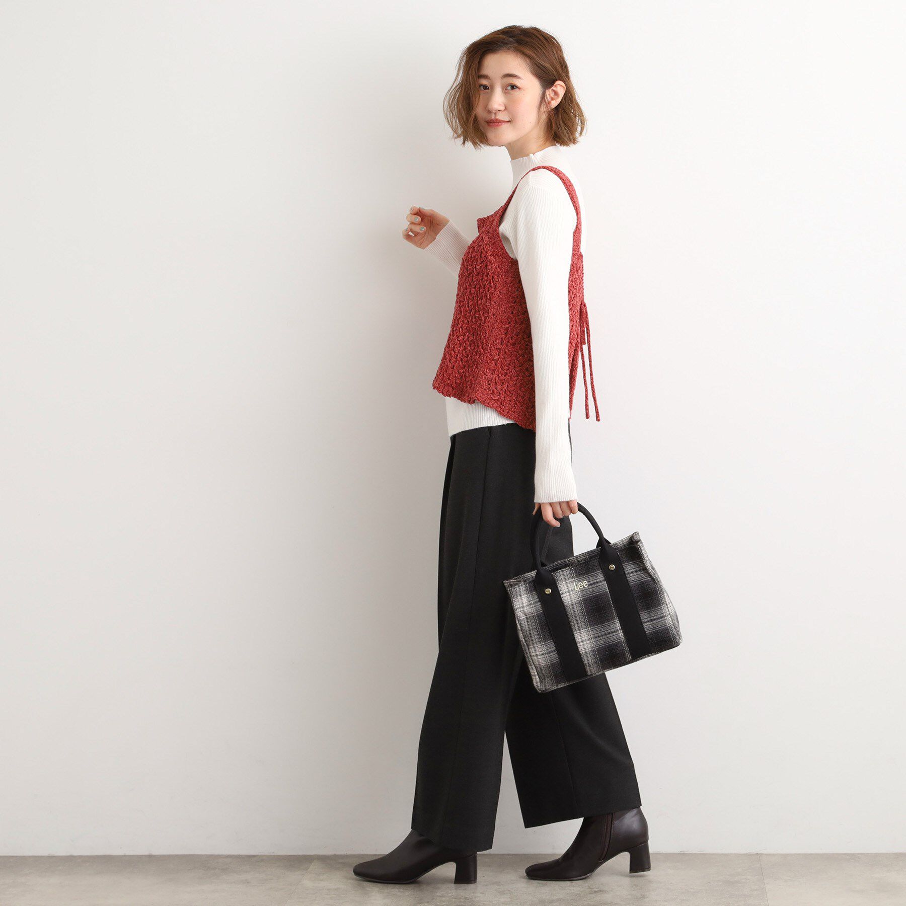 grove「【Lee別注】スクエア2WAYチェックトート」|トートバッグ|