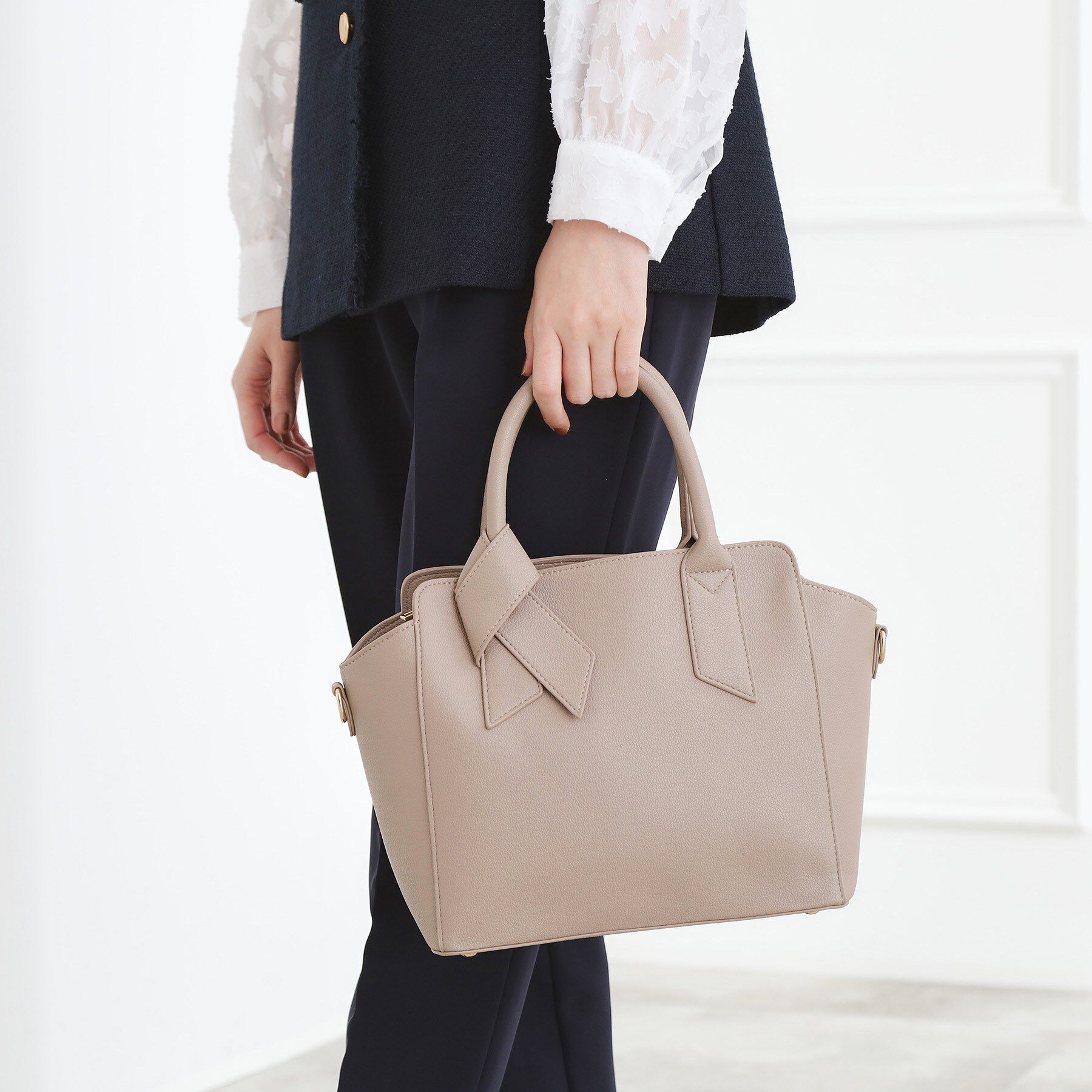 grove「【人間工学】ノットハンドル2WAYトート」|トートバッグ|グレージュ(050)