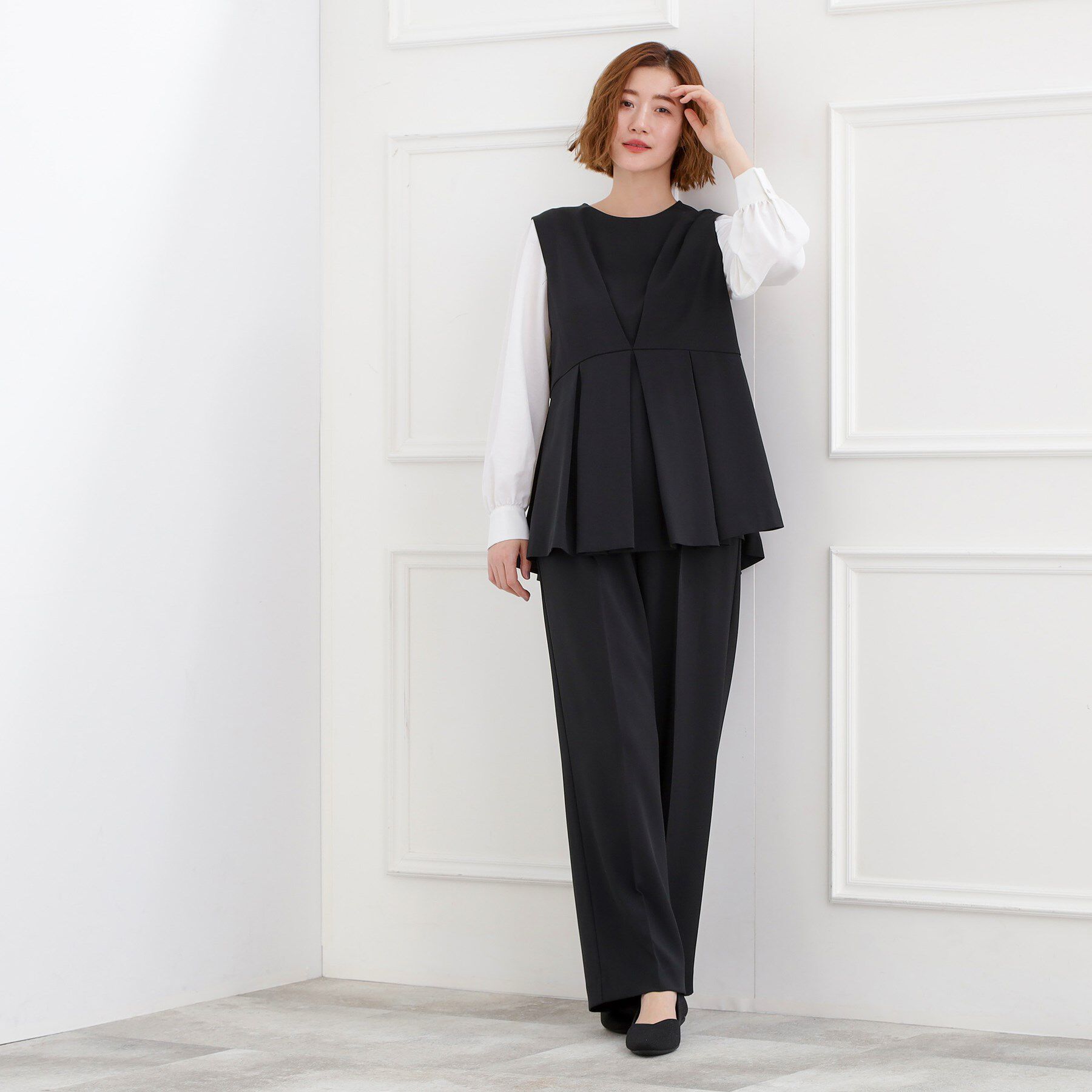 grove「【マシンウォッシュ/防シワ】袖ドッキングペプラムブラウス【着回しカセット】」|シャツ・ブラウス|